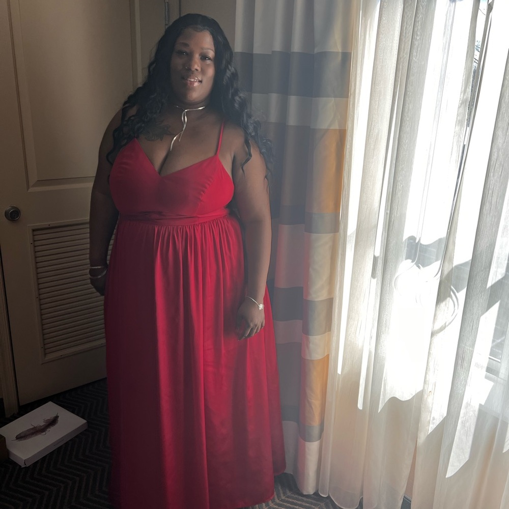 Celebrate It Red V-Neck Spaghetti Strap Maxi Dress